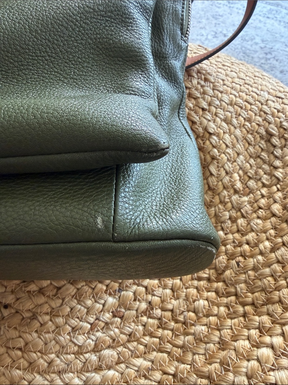 The Horse Olive Green Leather Backpack with Tan Straps - Picture 2 of 14